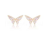 0.6ct Round Cut Moissanite Butterfly Stud Earrings 14k Yellow Gold Plated