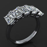 3ct Emerald Cut Diamond Wedding Band 14k WhiteGold Finish Five Stone Anniversary