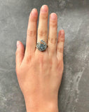 2.45ct Engagement Ring Round Cut Blue Aquamarine Art Deco 14k White Gold Finish