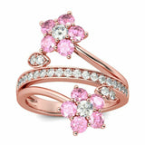 3Ct Round Cut Pink Sapphire Diamond Floral Engagement Ring 14K Rose Gold Finish