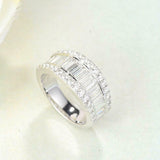 Iced Half Eternity Wedding Band 5ct Baguette Round Diamond 14k White Gold Finish