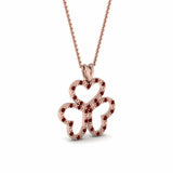 0.5ct Round Cut Red Garnet Heart Clover Pendant 14k Rose Gold Finish NO CHAIN