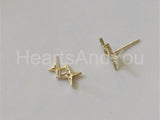 0.03ct Round Cut Moissanite Cross Star Stud Earrings 14k Yellow Gold Plated