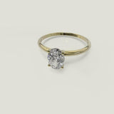 0.9ct Oval Cut Diamond Engagement Ring 4 Prong Solitaire 14k Yellow Gold Finish