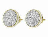 0.75ct Round Cut Diamond Iced Hip Hop Cluster Stud Earrings 14k Yellow Gold Over