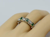 1.5ct Round Cut Green Emerald Wedding Band Half Eternity 14k White Gold Finish