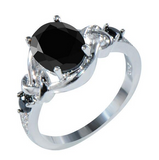 1Ct Oval Cut Black Diamond Elegant Solitaire Engagement Ring 14K White Gold Over