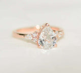 1ct Engagement Ring Pear Cut Diamond Petite Solitaire Design 14k YellowGold Over