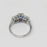 4Ct Round Cut Blue Sapphire Diamond Halo Engagement Ring 18K White Gold Finish