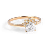 1ct Heart Cut Simulated Diamond Art Deco Engagement Ring 14k Yellow Gold Plated