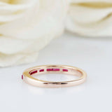 1ct Baguette Pink Ruby Wedding Band Channel Set Half Eternity 14k Rose Gold Over