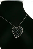 0.57ct Round Cut Blue Sapphire Pendant Chain Heart Shaped 14k White Gold Finish