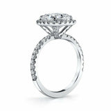 3Ct Cushion Cut Diamond Halo Engagement Ring 18K White Gold Finish Round Accents