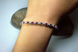 14ct Oval Cut Pink Ruby Diamond Petite Women Tennis Bracelet 14k White Gold Over