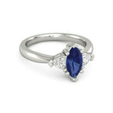 2Ct Marquise Cut Blue Tanzanite Trilogy Ring 14K White Gold Over Trillion Accent