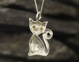 0.5ct Blue Sapphire Pendant Round Cut Cat Kitten 14k White Gold Finish NO CHAIN