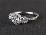 2ct Round Cut VVS1D Diamond Engagement Ring 14k White Gold Finish Halo Trilogy