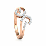 1ct Engagement Ring Round Cut Diamond Stylish Wave Design 14k Rose Gold Finish