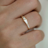 0.4ct Baguette Diamond Engagement Ring 14k Yellow Gold Over Four Stone Delicate