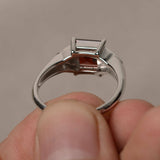 2ct Asscher Cut Red Garnet Trilogy Wedding Engagement Ring 14k White Gold Finish