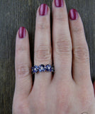 2.3ct Marquise Cut Blue Sapphire Wedding Band Ring 14k White Gold Finish Flower