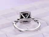 1.5ct Cushion Black Diamond Halo Engagement Ring with Accent 14k White Gold Over