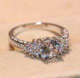 2.5ct Round Cut Diamond Engagement Ring 14k White Gold Finish Trilogy Vintage