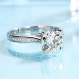 1.9ct Round Diamond Engagement Ring Solitaire with Accents 14k White Gold Finish