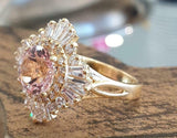 5ct Round Cut Morganite Engagement Ring Ballerina Cocktail 14k Yellow Gold Over