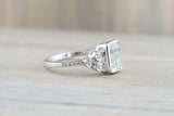 1.6ct Emerald Cut Diamond Petite Round Accents Solitaire Ring 14k WhiteGold Over