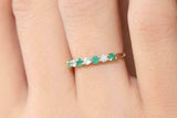 1.2ct Round Cut Green Emerald Half Eternity Wedding Band 14k Yellow Gold Finish