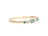 1ct Engagement Ring Round Cut Green Emerald Minimalist 14k Rose Gold Finish