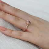 1.5ct Round Cut Peach Morganite Diamond Accents Floral Ring 14k Rose Gold Finish