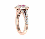 2ct Round Pink Sapphire Dual Halo Split Shank Engagement Ring 14k Rose Gold Over