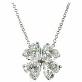 2ct Heart Cut Diamond Pendant with Chain Four Leaf Clover 14k White Gold Finish