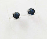 1.5ct Stud Earrings Round Cut Blue Sapphire Solitaire Design 14k White Gold Over