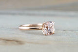 1ct Cushion Cut Morganite Lotus Flower Petal Solitaire Ring 14k Rose Gold Finish