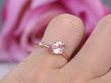 0.7ct Pear Cut Peach Morganite Engagement Ring Solitaire 14k Rose Gold Finish