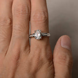 1.5ct Oval Cut Diamond Engagement Ring 14k White Gold Finish Accents Solitaire