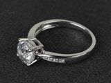 1.3ct Engagement Ring Round Cut Diamond Solitaire with Accent 14k WhiteGold Over