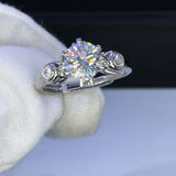 1.6ct Round Cut Diamond Engagement Ring Trilogy Stylish 14k White Gold Finish