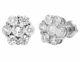 4ct Round Cut Diamond Flower Cluster Stud Earrings Women 14k White Gold Finish