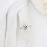 2.2ct Round Cut Blue Aquamarine Engagement Ring Floral 14k White Gold Finish