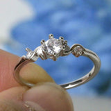 0.9ct Round Diamond Engagement Ring Petite Dainty Stackable 14k White Gold Over