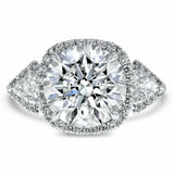 6ct Engagement Ring Round Cut Diamond Trilogy Halo Design 14k White Gold Finish