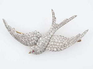 3.07ct Round Cut VVS1D Diamond Flying Bird Pin Brooch 14k Dual Gold Finish