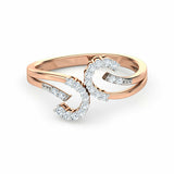 1ct Engagement Ring Round Cut Diamond Stylish Wave Design 14k Rose Gold Finish