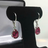 2ct Drop Earrings Pear Cut Pink Ruby Teardrop Leverback 14k White Gold Finish