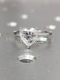 2ct Heart Cut Simulated Diamond Solitaire Engagement Ring 14k White Gold Plated