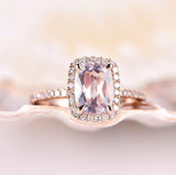 1.3ct Cushion Cut Peach Morganite Solitaire Engagement Ring 18k RoseGold Finish